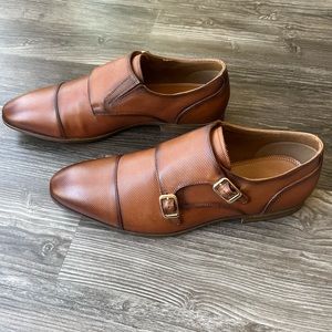 Aldo Campolasta Mens Leather Brown Buckled Dress Shoes Size 12